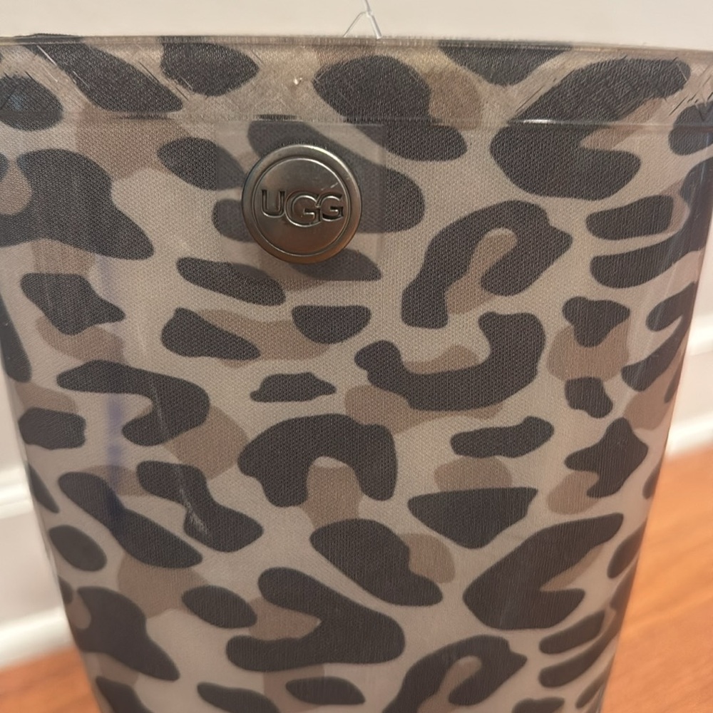 UGG Leopard Print Rain Boots in Brown and Black - Picture 2 of 12